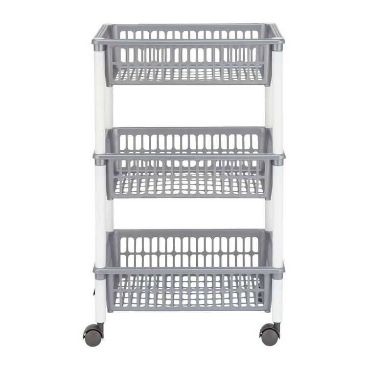 Argos Home 3 tier plastic vegetable trolley grey and white - British product
