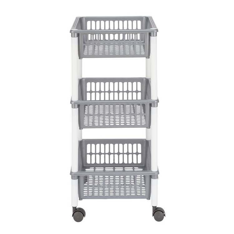 Argos Home 3 tier plastic vegetable trolley grey and white - British product