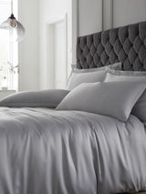 Next Catherine Lansfield Silver Silky Soft Satin Duvet Cover and Pillowcase Set- Buy online at McGrocer