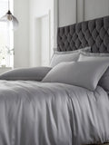 Catherine Lansfield silver silky soft satin duvet cover and pillowcase set - British product