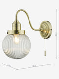 Dar Lighting Tamara wall light antique brass, imported from the UK