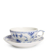 Harrods Royal Copenhagen Blue Fluted Half Lace Teacup and Saucer Set- Buy online at McGrocer