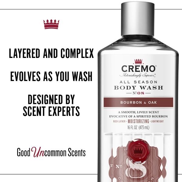 Cremo Bourbon & Oak men's body wash 473ml - British product