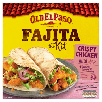 Old El Paso crispy chicken fajita kit 555g, imported from the UK