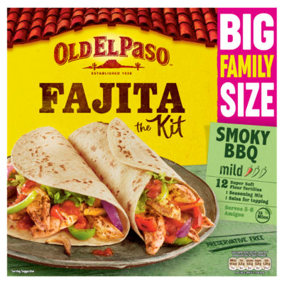 Old El Paso Smoky BBQ Fajita Kit 750g, imported from the UK