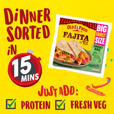 Old El Paso Smoky BBQ Fajita Kit 750g, imported from the UK