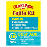 Old El Paso fajita kit extra mild 476g, imported from the UK