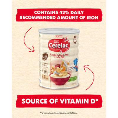 Nestle Cerelac Mixed Fruit Wheat Cereal 1kg, imported from the UK