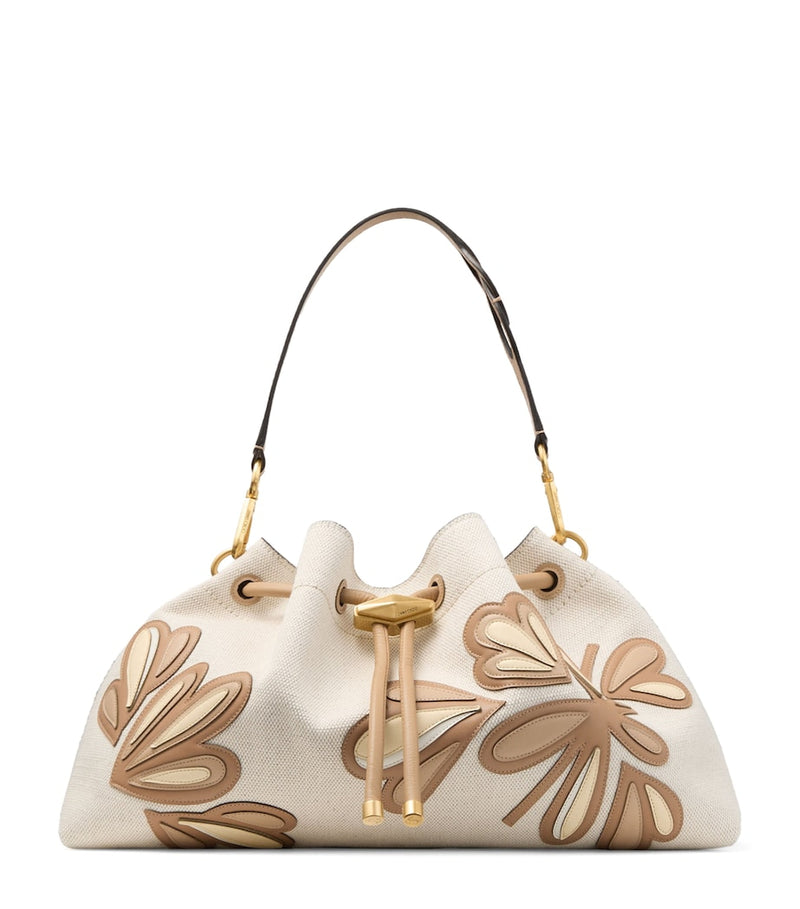 Jimmy Choo medium Cinch bucket bag in recycled canvas (British brand)