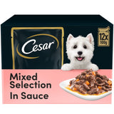 ASDA Cesar Deliciously Fresh Dog Food Pouches Mixed Selection Sauce 12x100g- Buy online at McGrocer