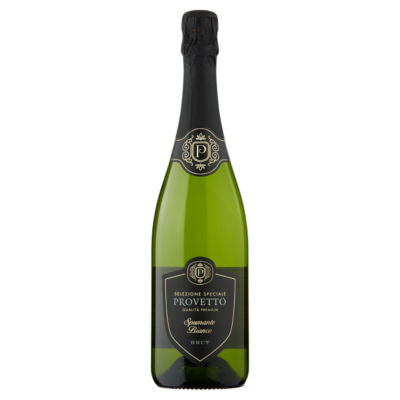 Provetto Spumante Bianco Brut sparkling wine 75cl, imported from the UK