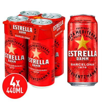 Estrella Damm lager beer 440ml - British product