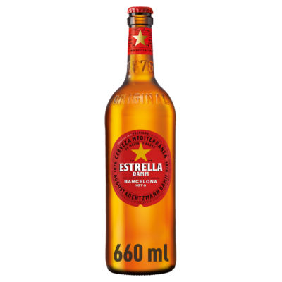 Estrella Damm Original lager beer 660ml, UK version