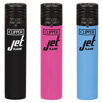 Clipper Jet Flame Lighter Solid Colours Pack of 24 - British product
