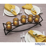 Mikasa Double Arch Centrepiece with 5 Glass Candle Holders in Amber Glass