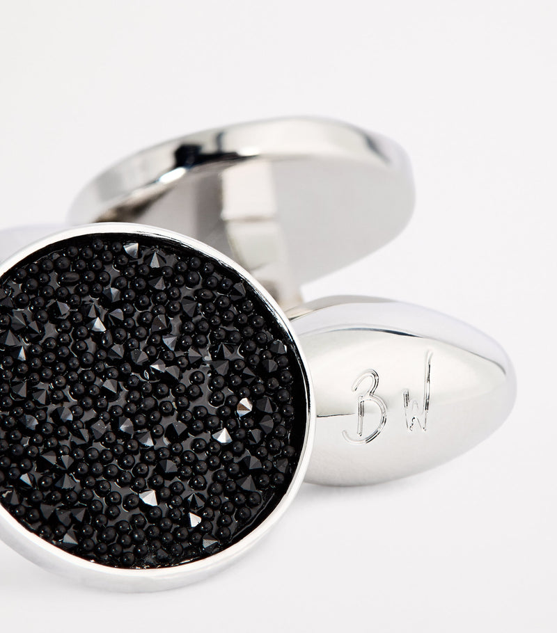 Babette Wasserman Moondust round cufflinks 1.8cm, imported from the UK