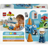 LEGO DUPLO blue police motorcycle toy for toddlers (British brand)