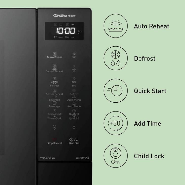 Panasonic 1000W solo microwave 32L black, imported from the UK