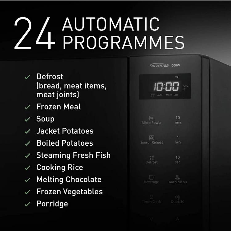 Panasonic 1000W solo microwave 32L black, imported from the UK