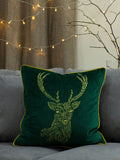 furn. emerald green cushion with gold fauna embroidery 50cm, UK version