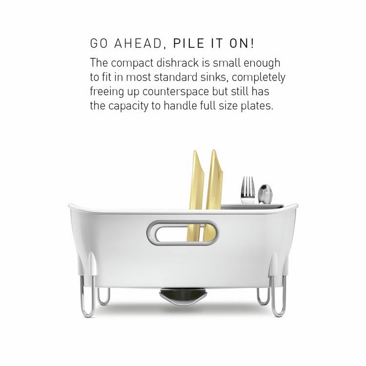 Simplehuman plastic compact dish rack white (British brand)