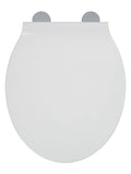 Durable White Toilet Seat with Adjustable Hinges and Anti-Bacterial Coating