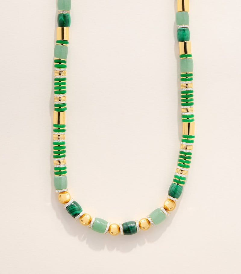 Eddie Borgo patch necklace with jade malachite and crystal, UK version
