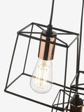 Dar Lighting Black Tower 3 light ceiling pendant - British brand