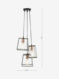 Dar Lighting Black Tower 3 light ceiling pendant - British brand
