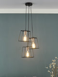 Dar Lighting Black Tower 3 light ceiling pendant - British brand