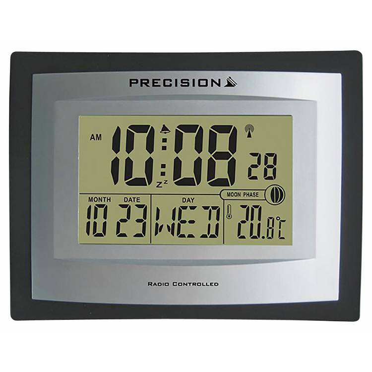Precision LCD radio controlled clock with alarm and temperature display (British brand)