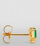 Suzanne Kalan yellow gold emerald diamond earrings 7x4mm, imported from the UK