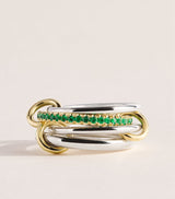 Harrods Spinelli Kilcollin Nimbus Ring in Sterling Silver, Yellow Gold and Emerald- Buy online at McGrocer