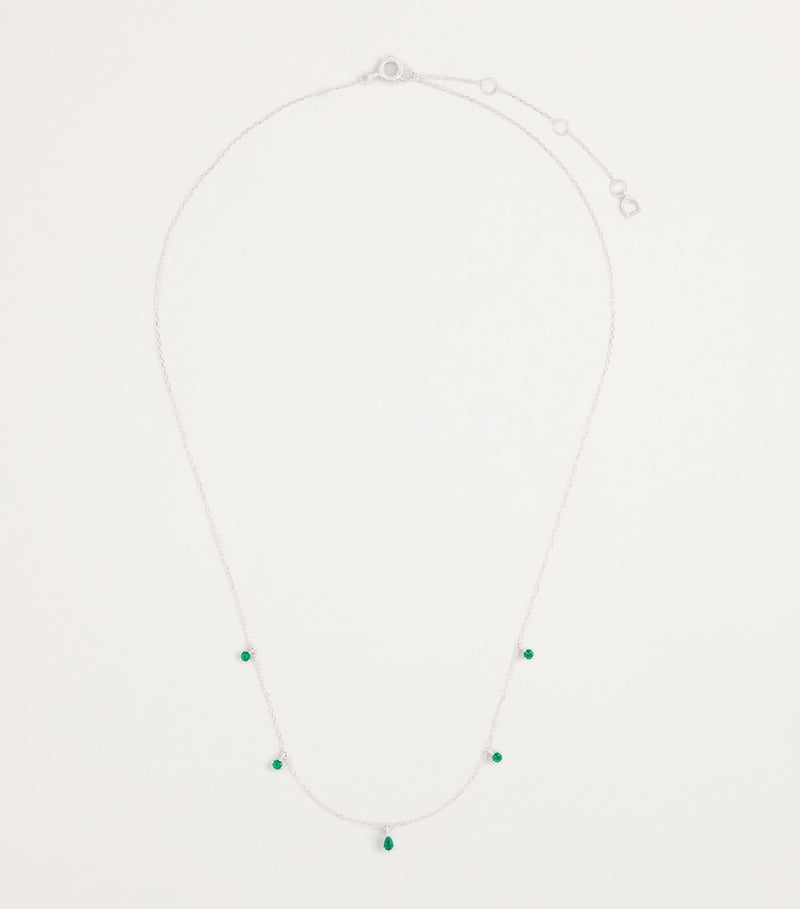 Astrid & Miyu white gold emerald charm necklace 39cm - British product