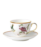 Wedgwood bone china teacup and saucer mythical creatures gold trim, imported from the UK