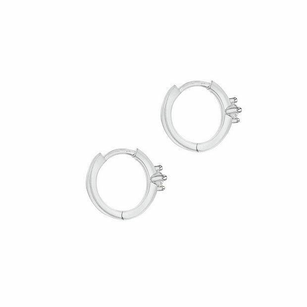 Revere 9ct white gold huggie hoop earrings 13mm, imported from the UK