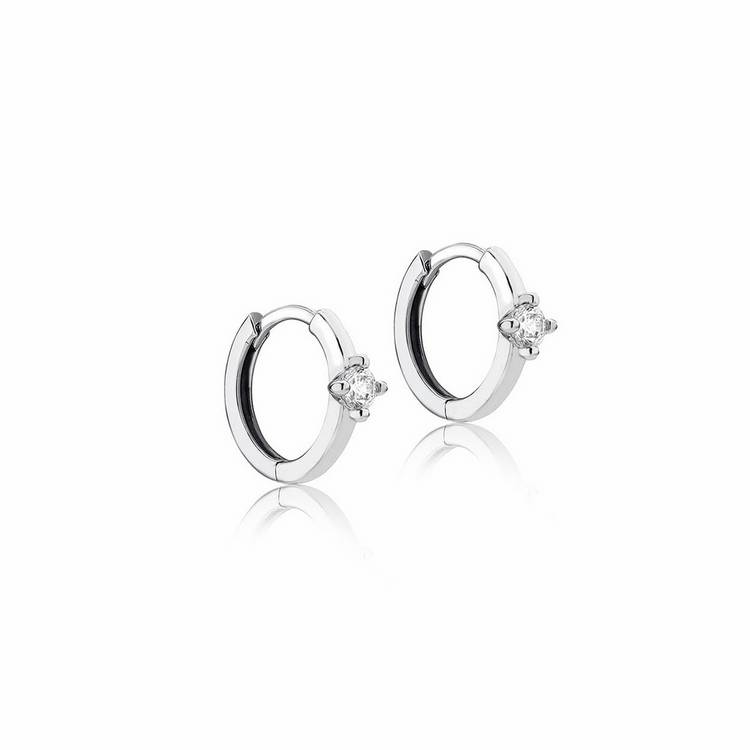 Revere 9ct white gold huggie hoop earrings 13mm, imported from the UK