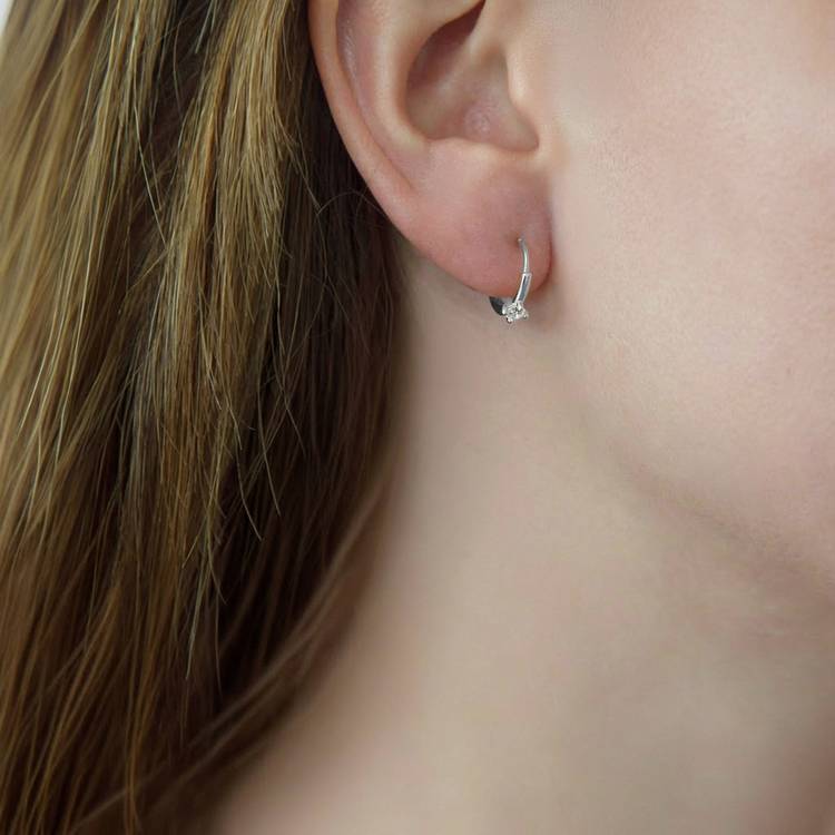 Revere 9ct white gold huggie hoop earrings 13mm, imported from the UK