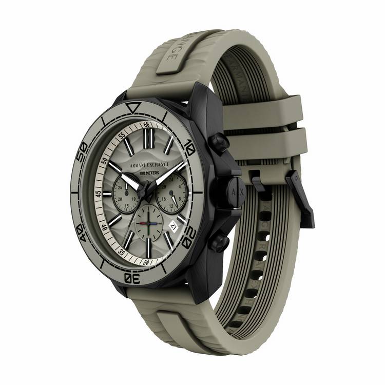 Armani Exchange watch grey silicone strap AX1971, UK version