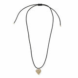 Revere gold heart pendant necklace with black cord, imported from the UK