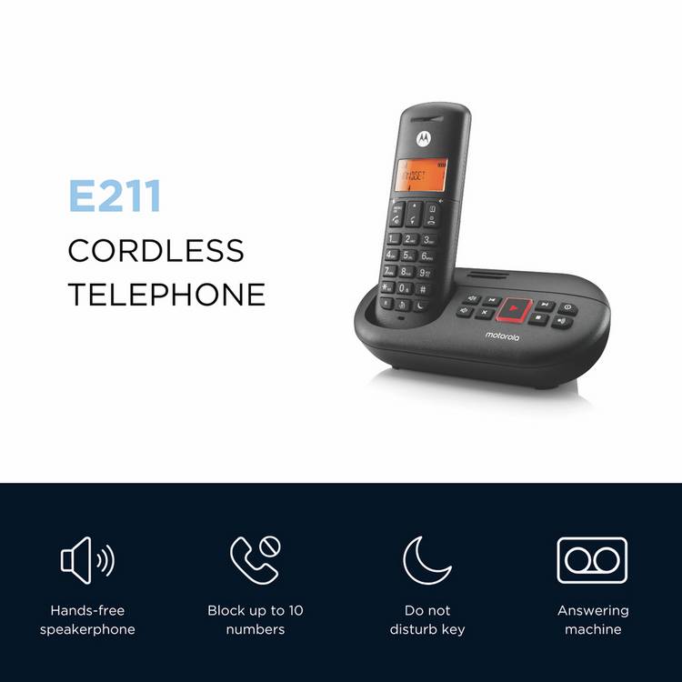 Motorola E211 cordless telephone with answering machine - British product