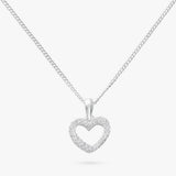 Revere open heart cubic zirconia pendant necklace 18 inch, imported from the UK