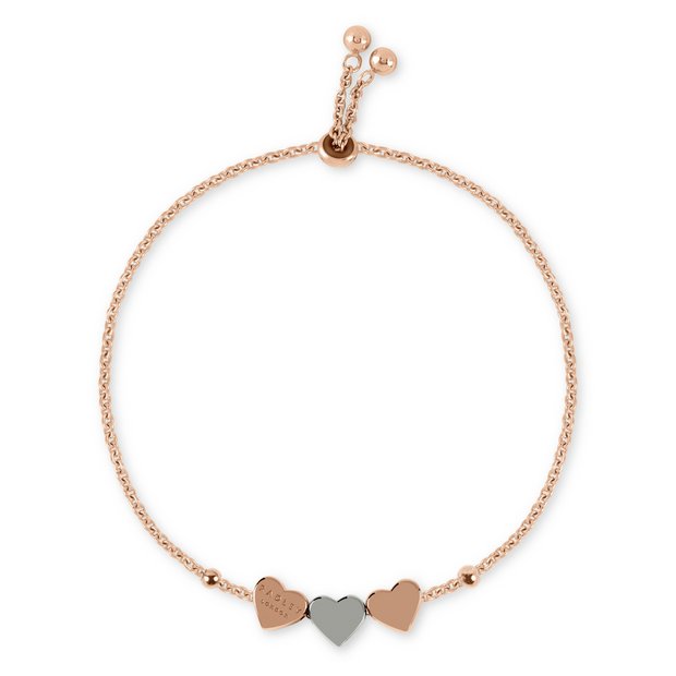 Radley heart charm bracelet rose gold and silver plated, UK version