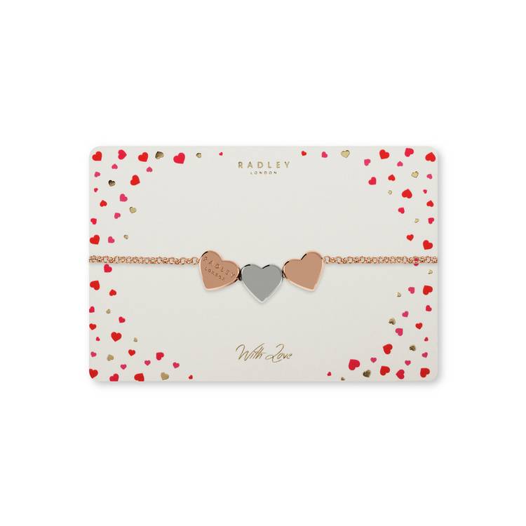 Radley heart charm bracelet rose gold and silver plated, UK version