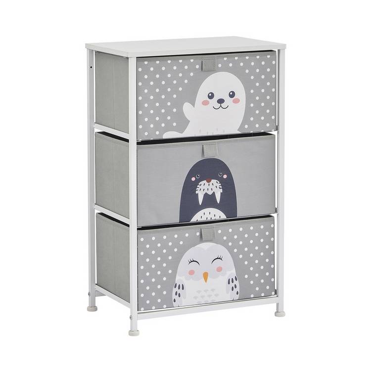 Liberty House Toys Kids Arctic 3 drawer storage unit grey, imported from the UK