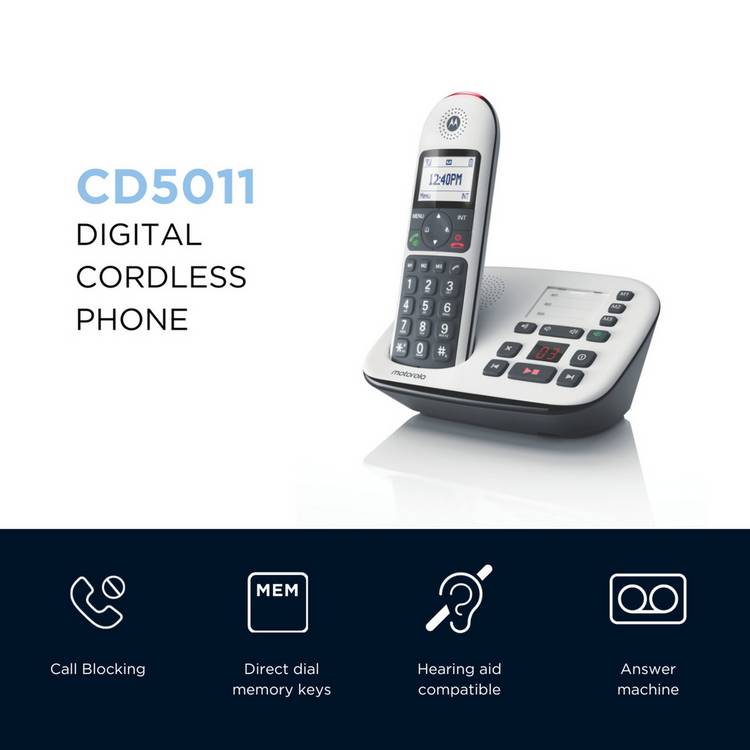 Motorola CD5011 cordless telephone with answer machine, imported from the UK
