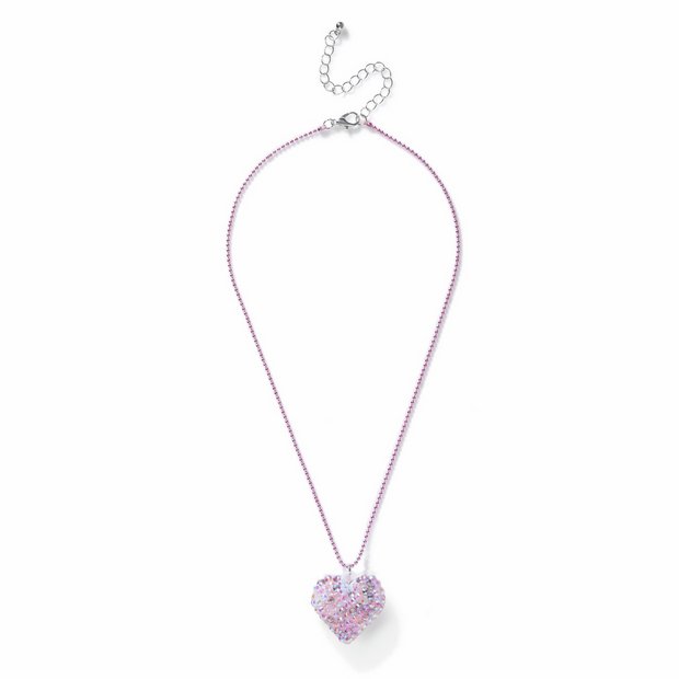Flitzy glittery pink heart pendant necklace 20cm chain - British product