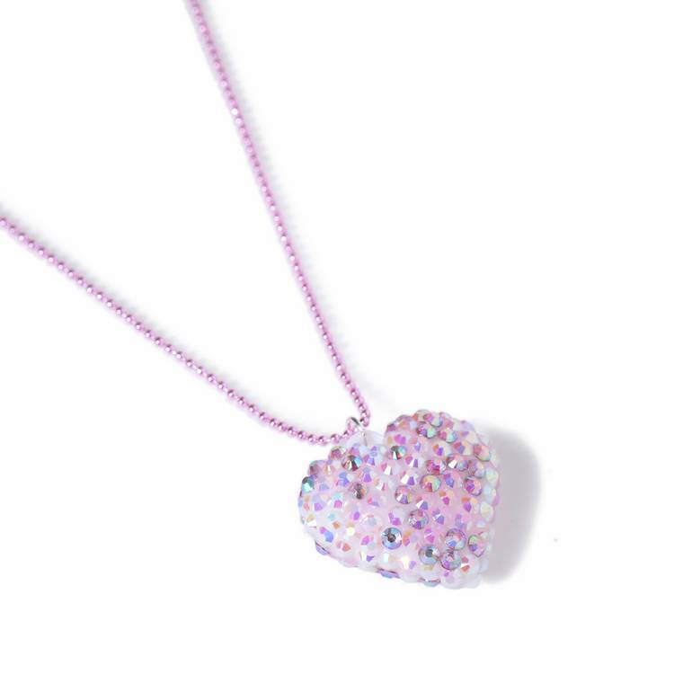 Flitzy glittery pink heart pendant necklace 20cm chain - British product
