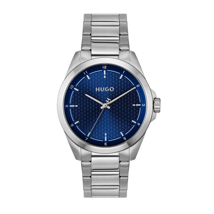 Hugo SEAM blue dial stainless steel watch, imported from the UK