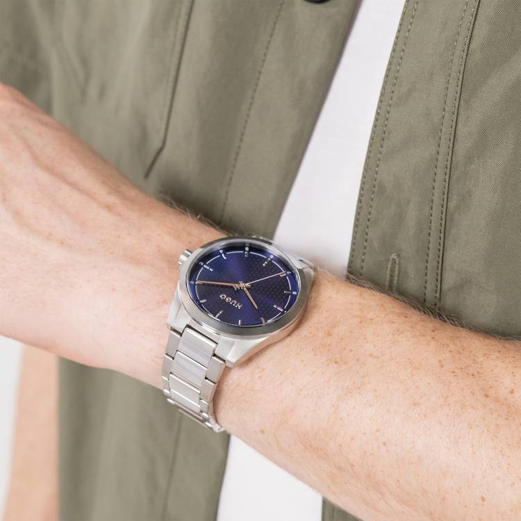 Hugo SEAM blue dial stainless steel watch, imported from the UK